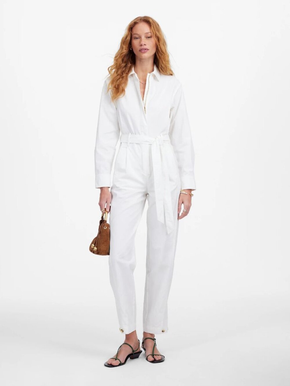 NWT Madewell White Belted Utility Coverall Jumpsuit Straight Leg Size S Women